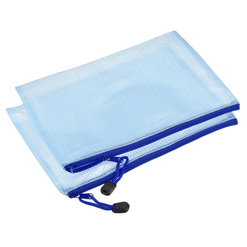 YOKIVE 3 Pack Mesh Zipper Bags, A3 Mesh File Pockets Plastic Document Pouch, Great for Office Appliances Travel Storage(Blue) - Image 1